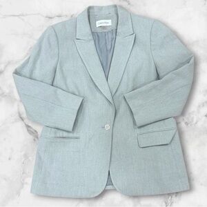 Calvin Klein Blazer Plum Grey  Sz 12 One Button Single Breasted